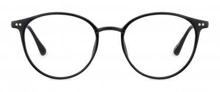 Alya optical frame in the colour Obsidian Black displayed in front view.