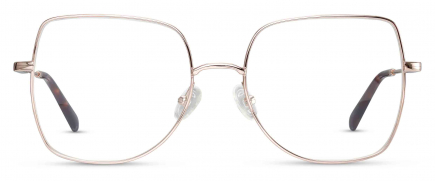 Amber optical frame in the colour Rose Gold displayed in front angle view.