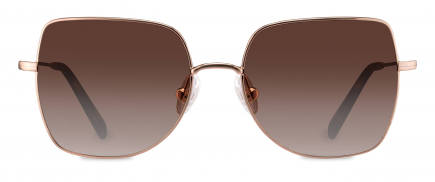Amber sunglasses frame in the colour Rose Gold displayed in front angle view.