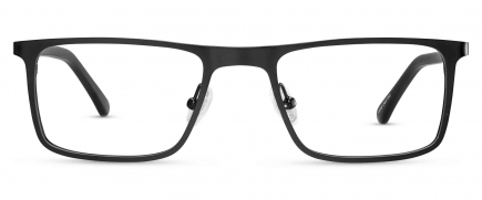 Bishop optical frame in the colour Obsidian Black Matte displayed in front angle view.