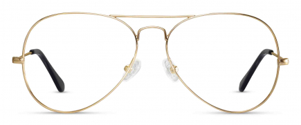 Deus optical frame in the colour Gold displayed in front angle view.