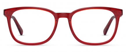 Julie optical frame in the colour Cherry displayed in front angle view.