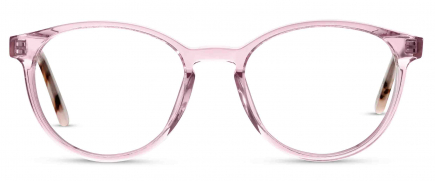 Louie optical frame in the colour Apple Blush displayed in front angle view.