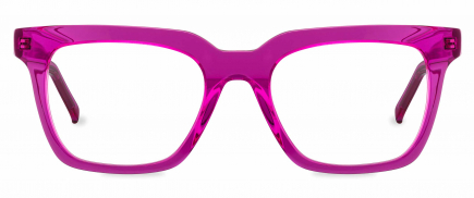 Serge optical frame in the colour Electric Pink displayed in front angle view.