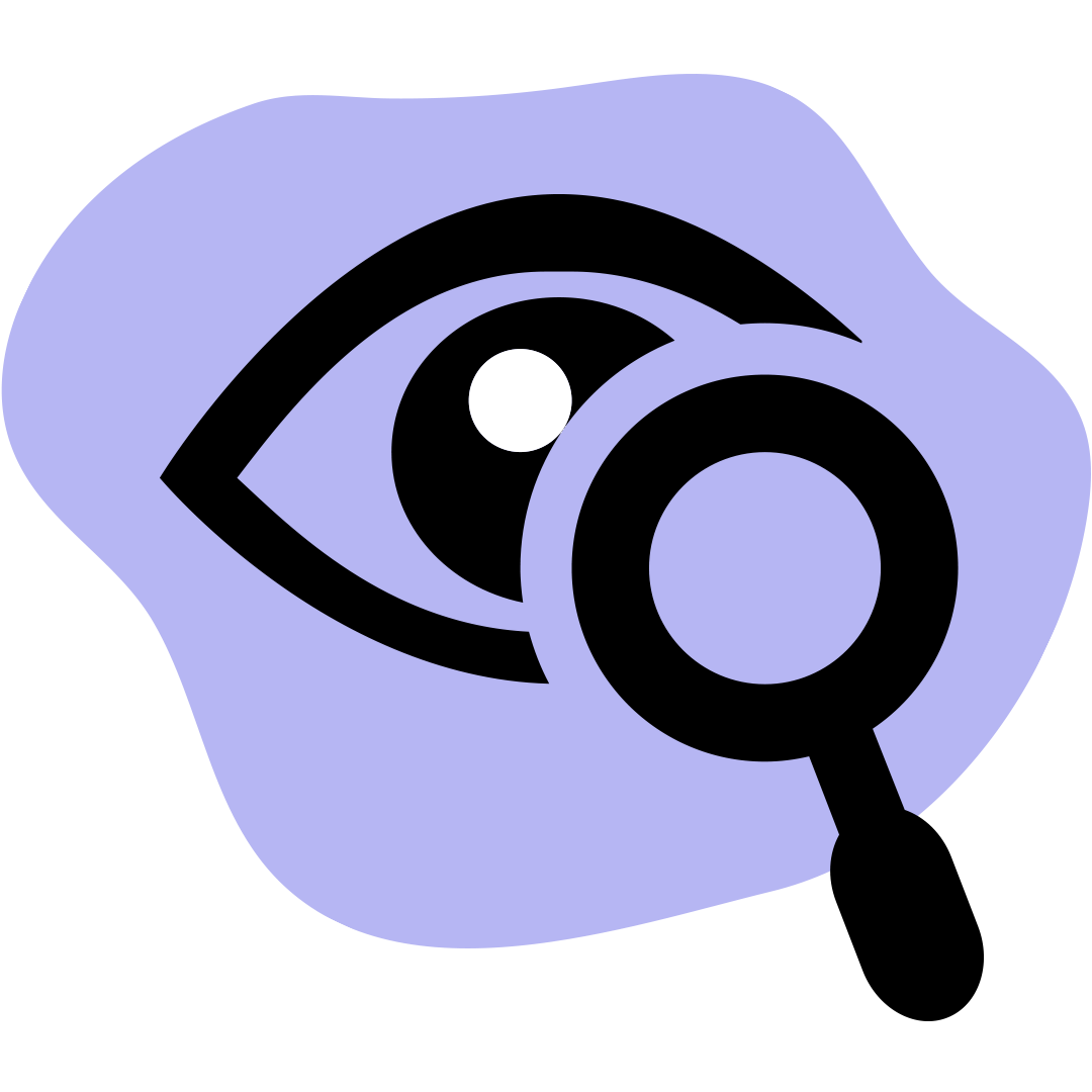 Illustration of an eye and a magnifying glass over it.