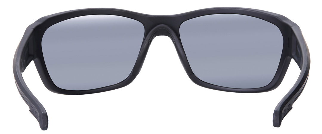 James frame in the colour Obsidian Black Matte displayed in back angle view.