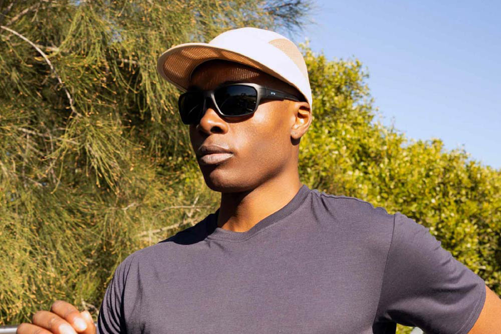 JamesTR90 sunglasses frame worn by model.