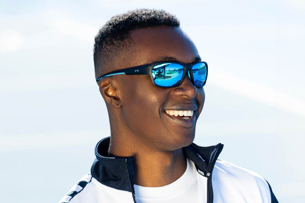 JamesTR90 sunglasses frame worn by model.