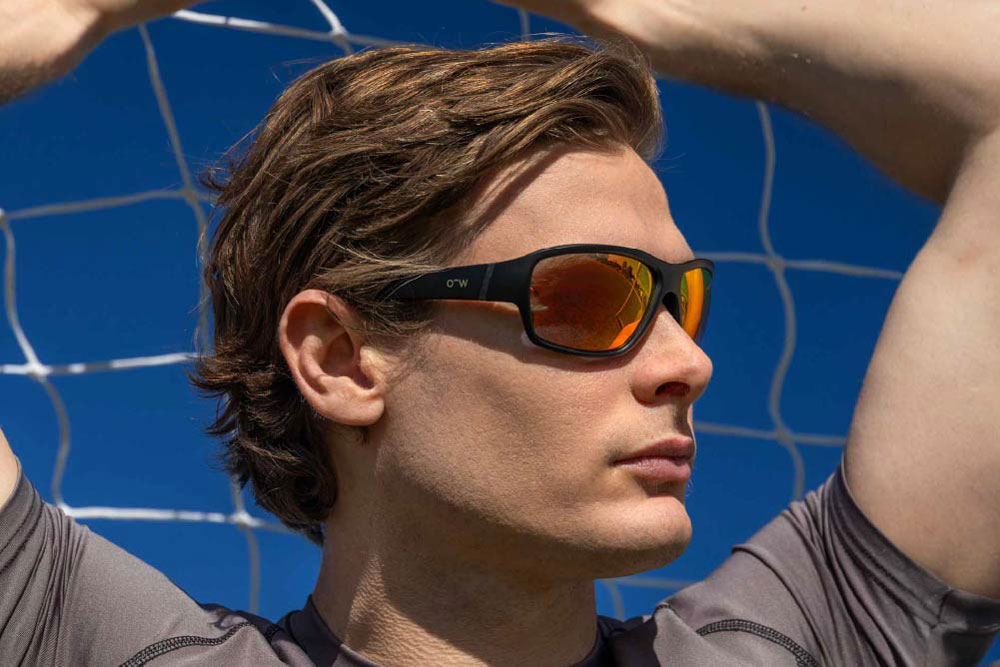 Lachie TR90 sunglasses frame worn by model.