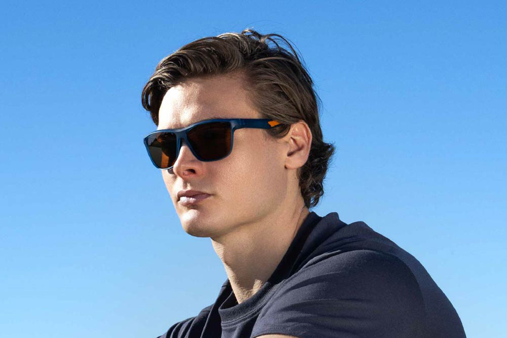 OwenTR90 sunglasses frame worn by model.