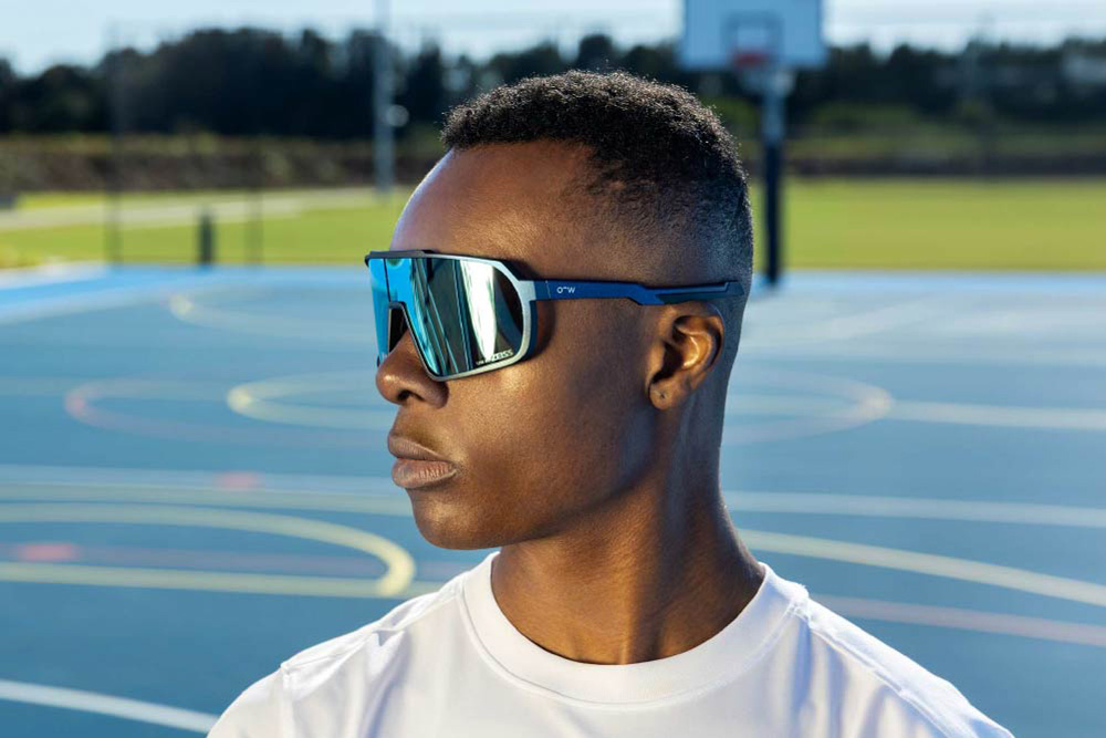 WesTR90 sunglasses frame worn by model.