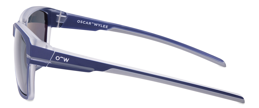 Yannis frame in the colour Paco Blue displayed in side angle view.