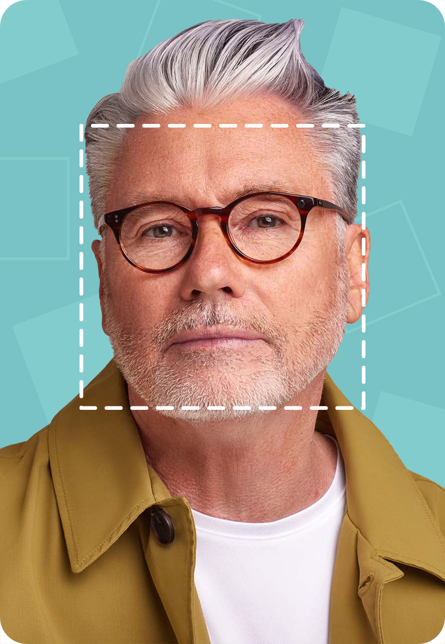 Oscar Wylee round glasses for a square face shape.