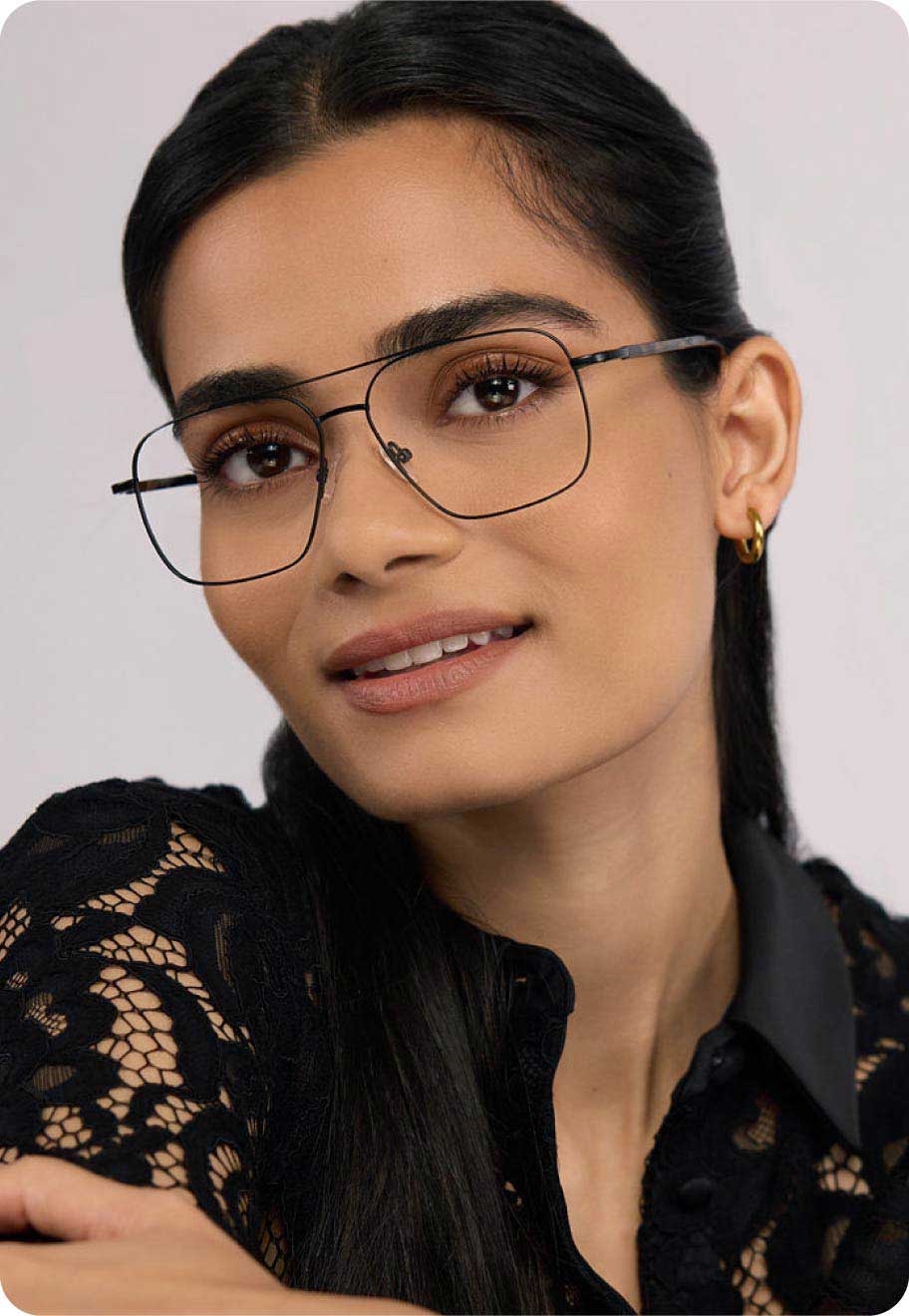 Zelda optical glasses frame in Satin Black Onyx.