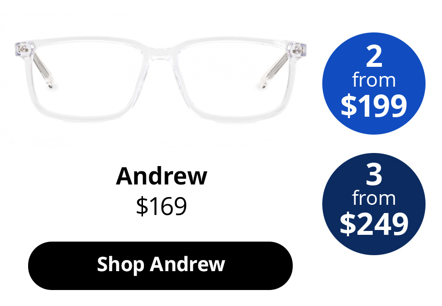 A photo of the Andrew glasses in Clear Crystal