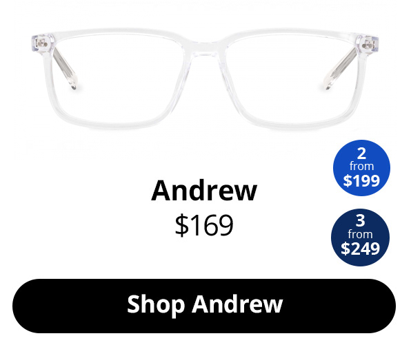 A photo of the Andrew glasses in Clear Crystal