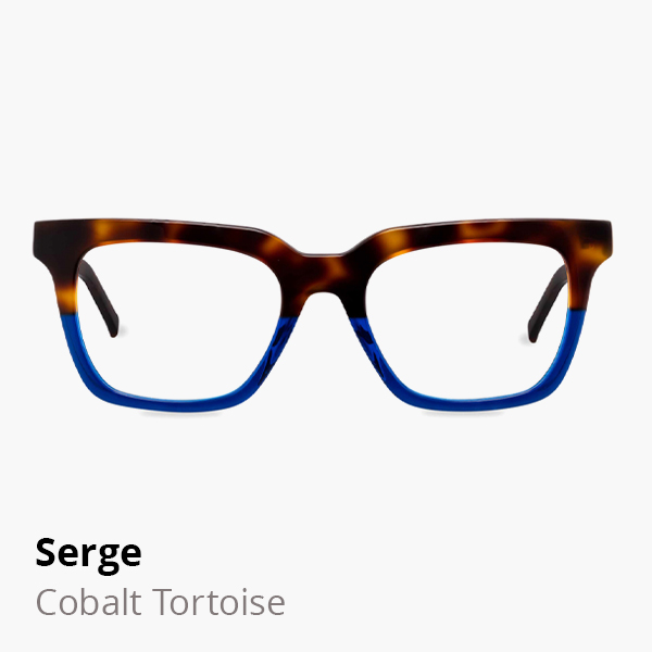 Serge optical frame in Cobalt Tortoise.