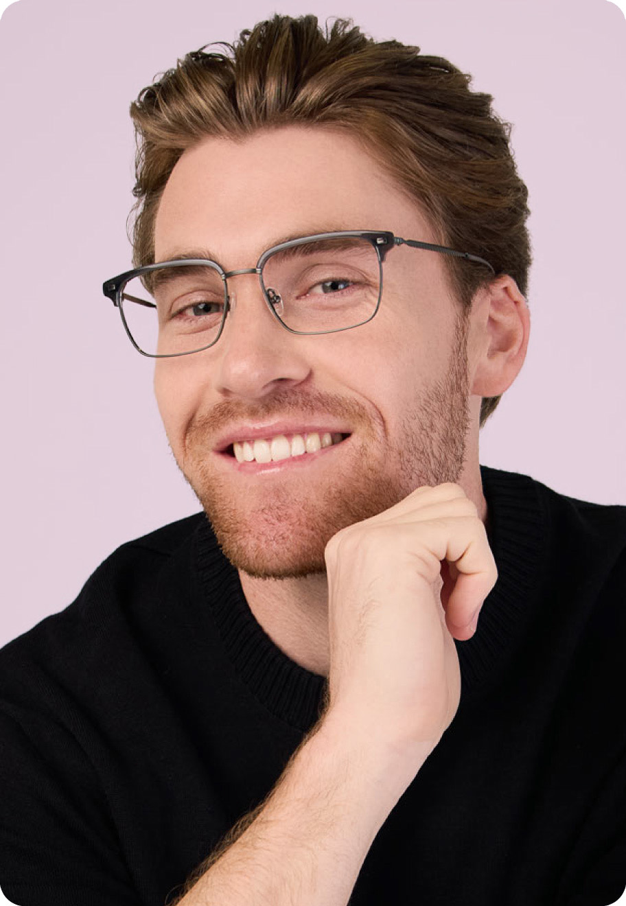 A model wearing Aaron in Grey Whistler.