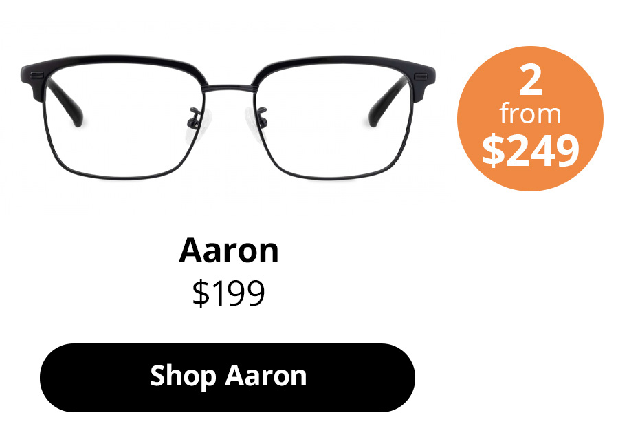 An image of the Aaron optical glasses in Obsidian Black