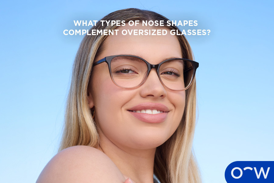A person wearing oversized glasses