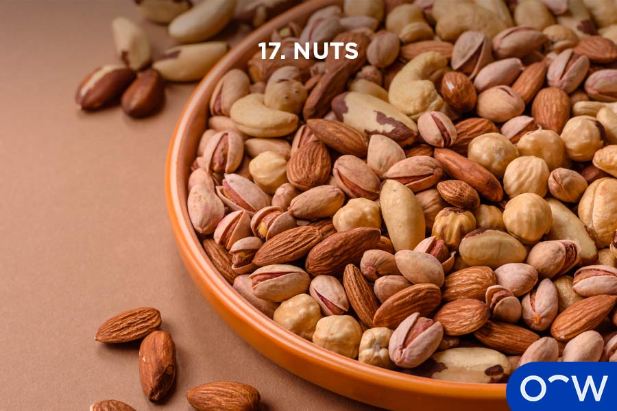 A photo of a variety of nuts