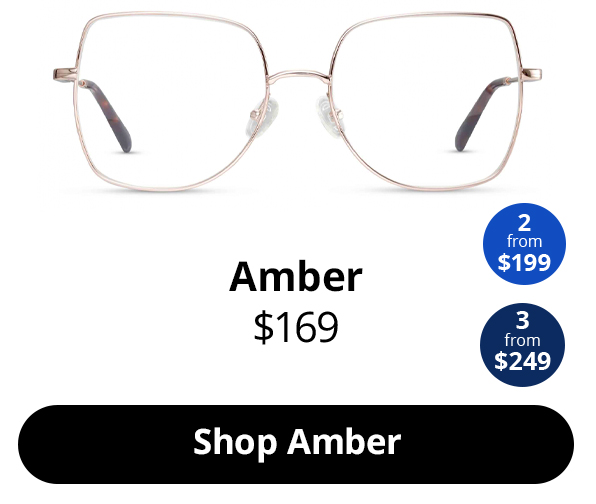 Amber optical geometric glasses frames in the colour Rose Gold from $169