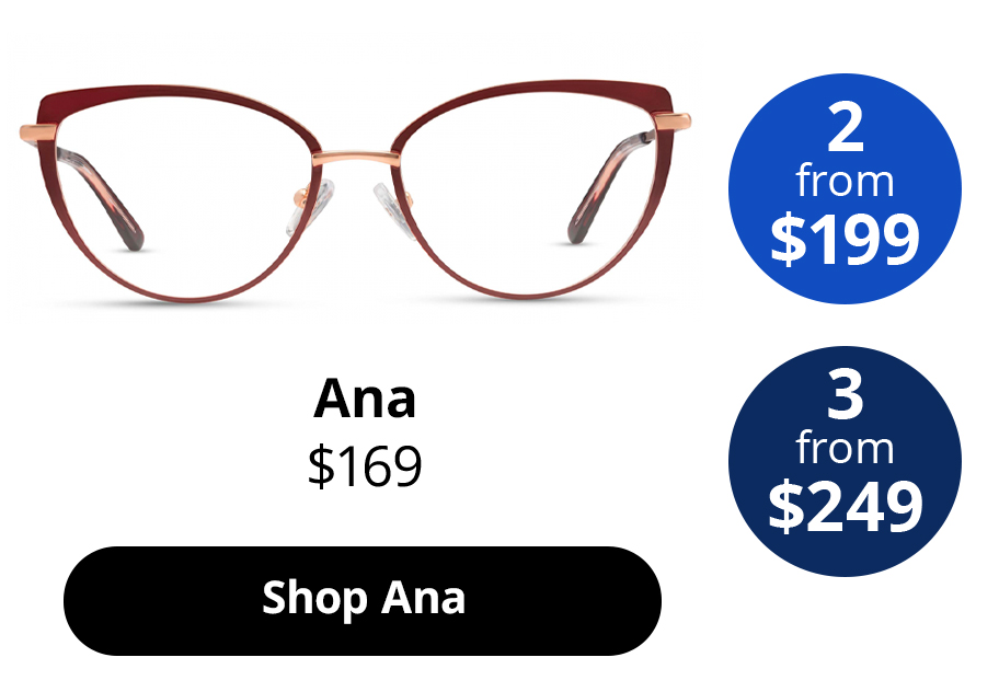 Ana optical glasses for round face shape in the colour Ruby from $169