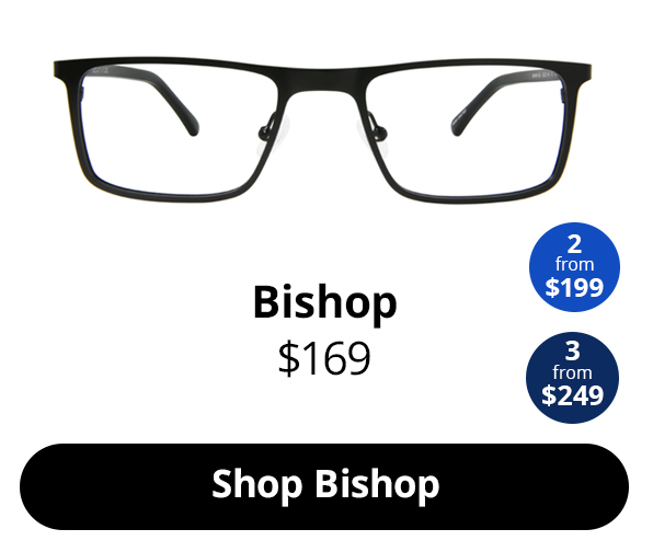 Bishop optical glasses for oval face shape in the colour Obsidian Black Matte from $169