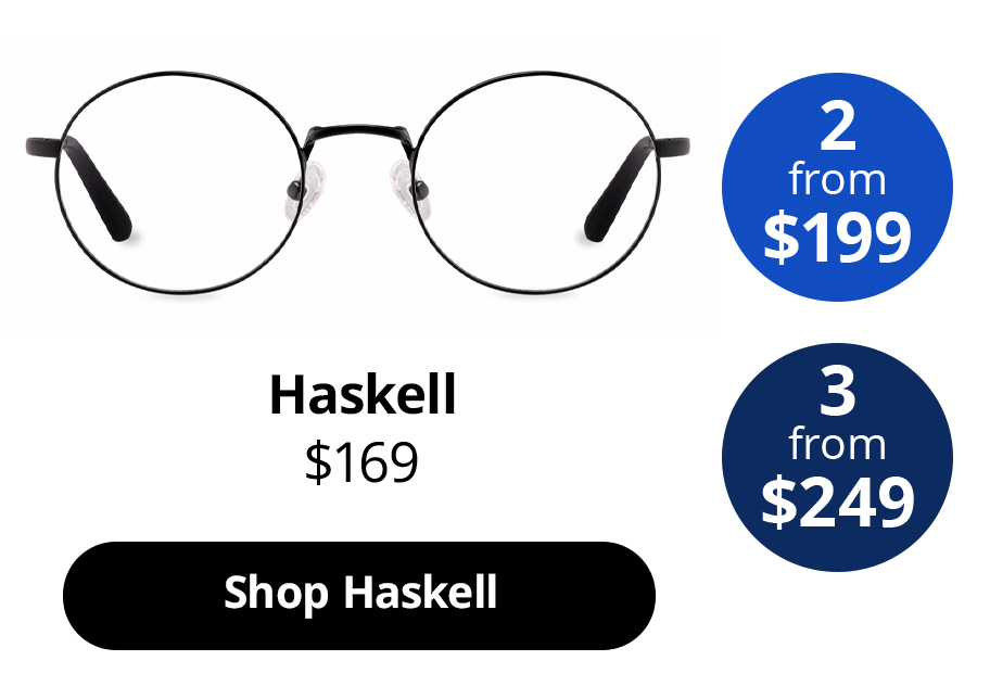 Haskell optical round glasses frames in the colour Obsidian Black Matte from $169
