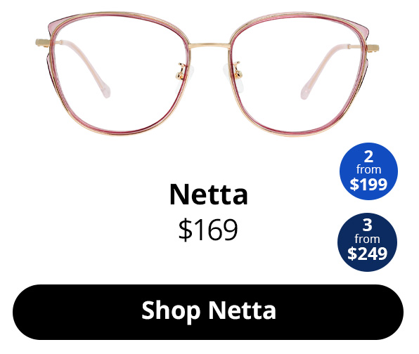 Netta optical cat-eye glasses frames in the colour Gold Wisteria from $169