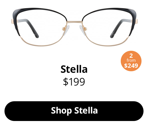 Stella optical cat-eye glasses frames in the colour Obsidian Black from $199
