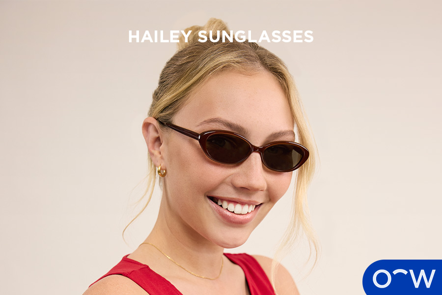 A model wearing the Hailey Sunglasses in Ciocolatto.
