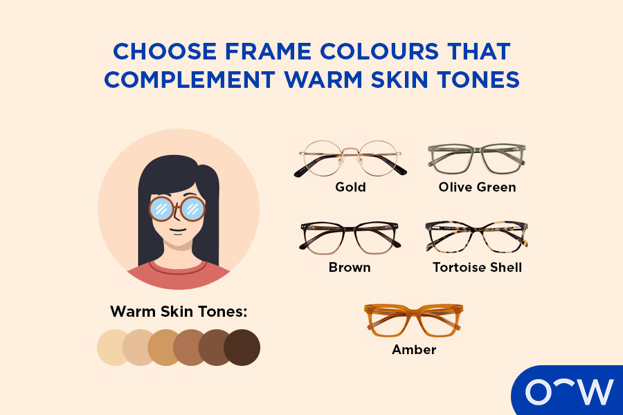 Graphic showing warm skin tones and complementary frame colours