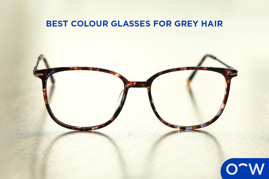 A pair of tortoiseshell Oscar Wylee frames for grey hair.