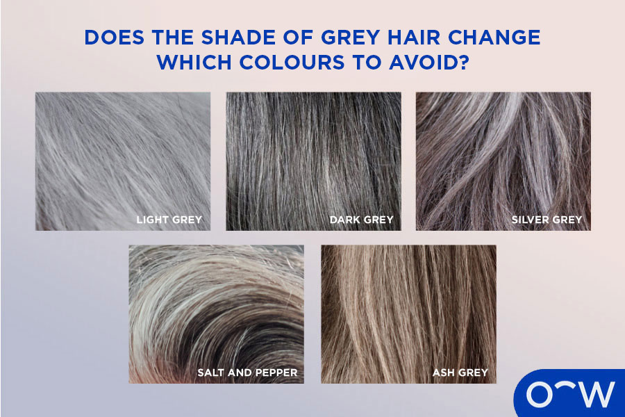 Different shades of grey hair