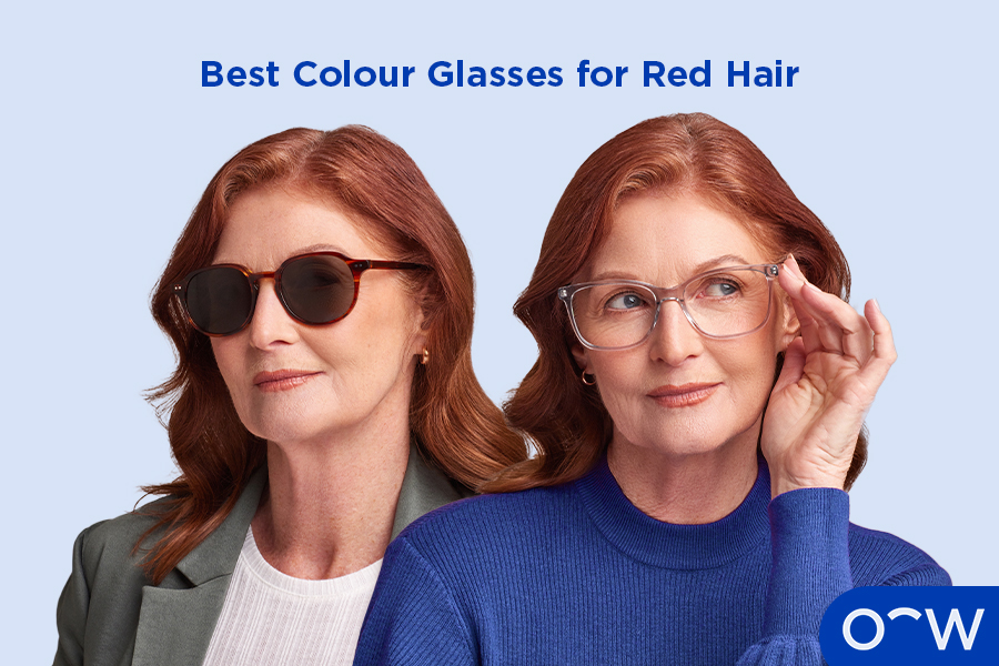 A woman with red hair wearing Oscar Wylee glasses.