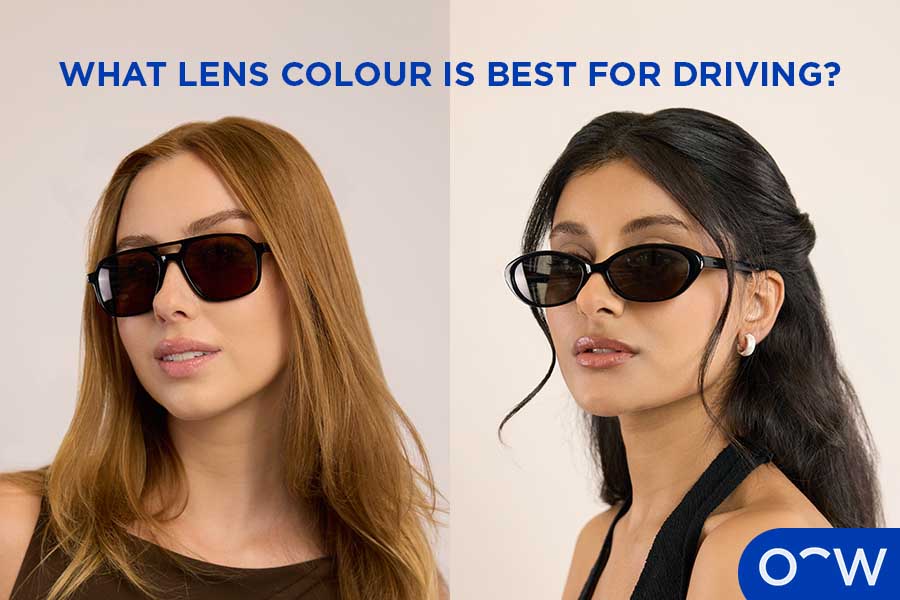 Image of 2 models wearing sunglasses with grey lenses and sunglasses with brown lenses