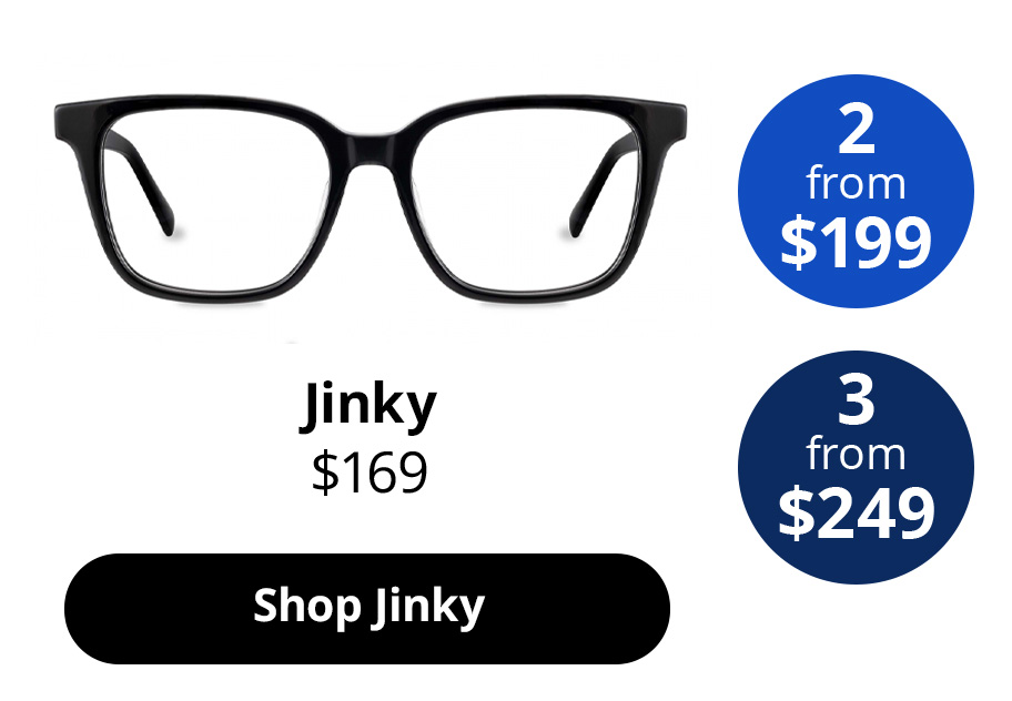 Jinky optical frame in Obsidian Black from $169