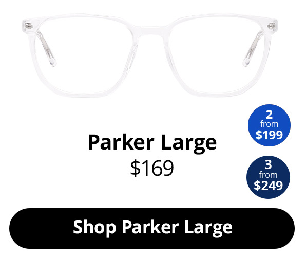 Parker Large clear glasses frame in Clear Crystal colour.