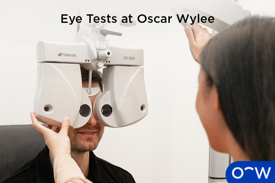 A patient having an Oscar Wylee eye test to take care of their eyes.