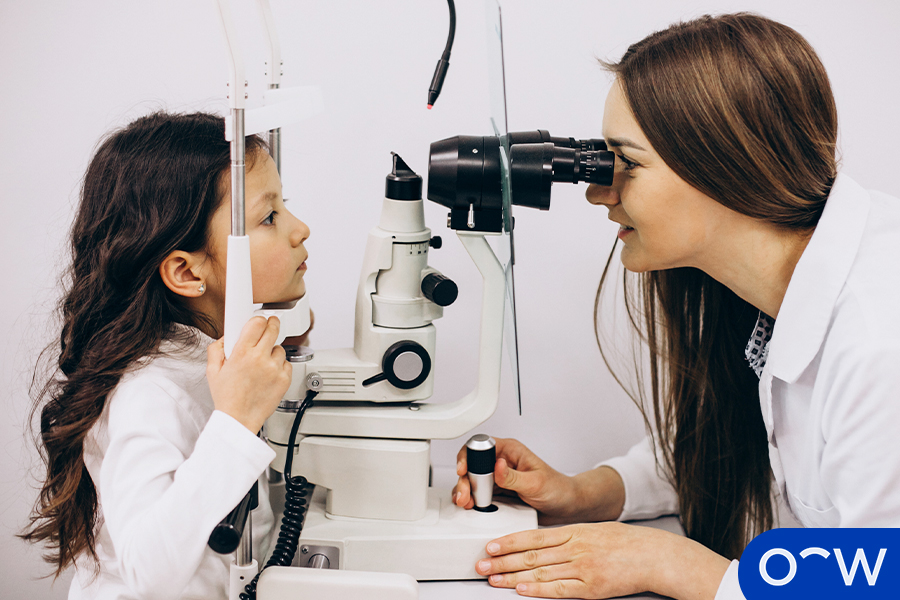 A child having an eye test.