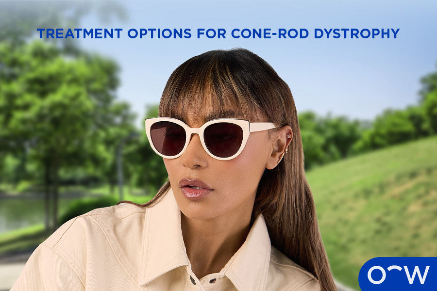 A person with cone-rod dystrophy wearing sunglasses.
