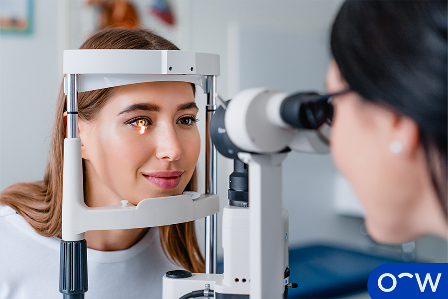 Image of a person getting their eyes checked for glaucoma.