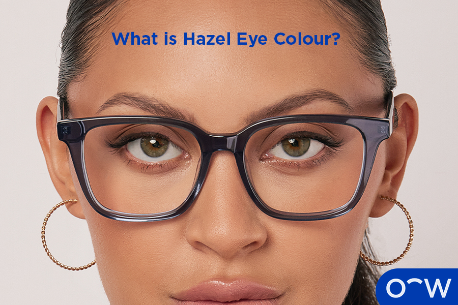 A close-up of a person with hazel coloured eyes.
