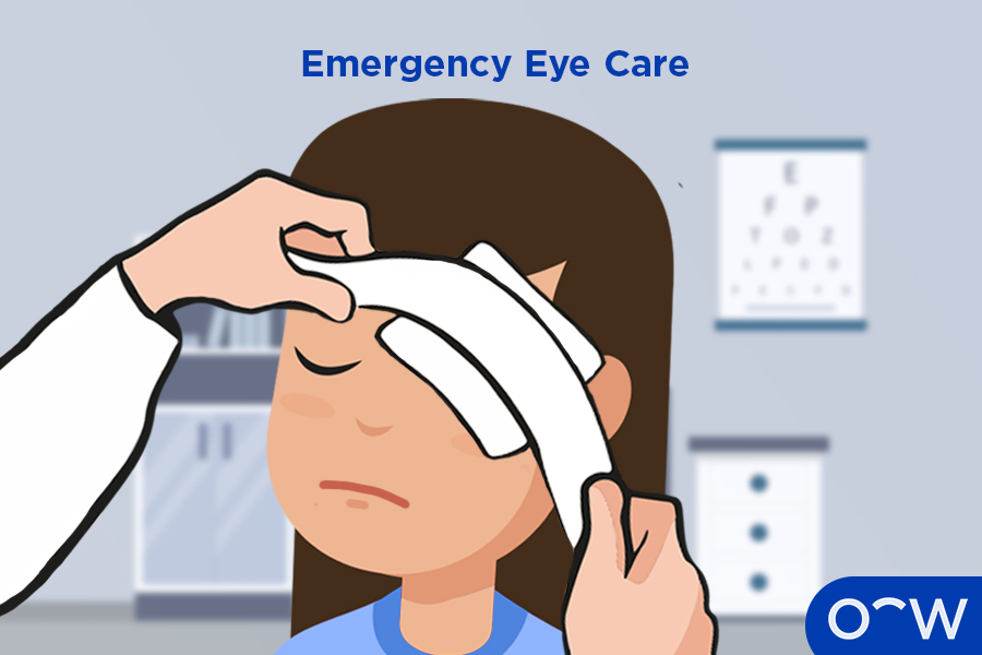 A person getting their eye treated by a doctor.
