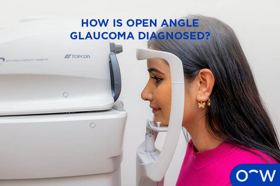 Image of a patient undergoing a tonometry test