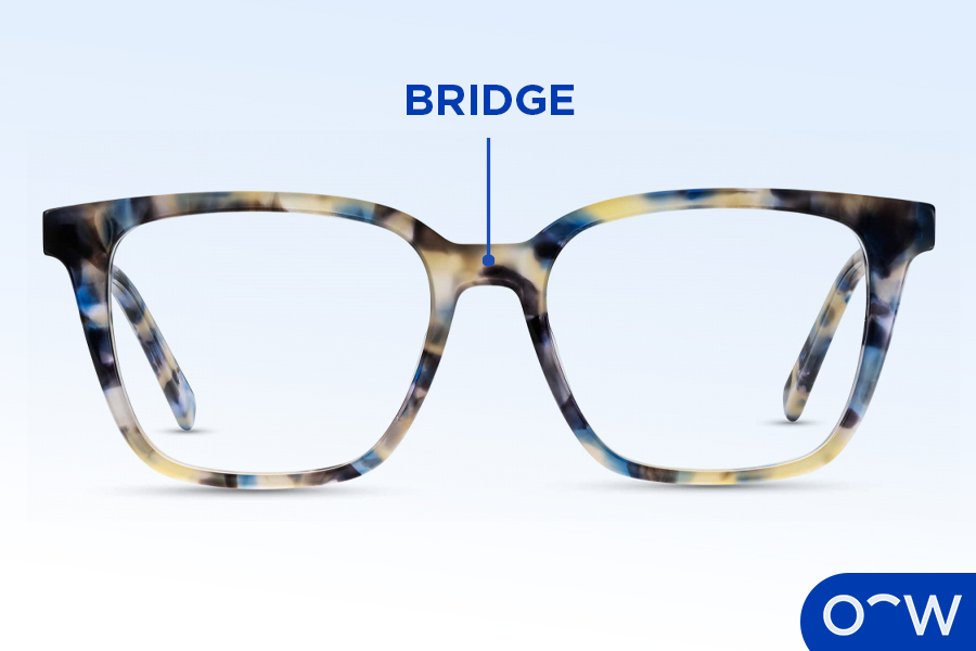 A close up of a glasses nose bridge.