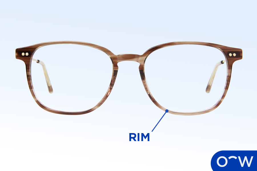A close up on the rims of a glasses frame.