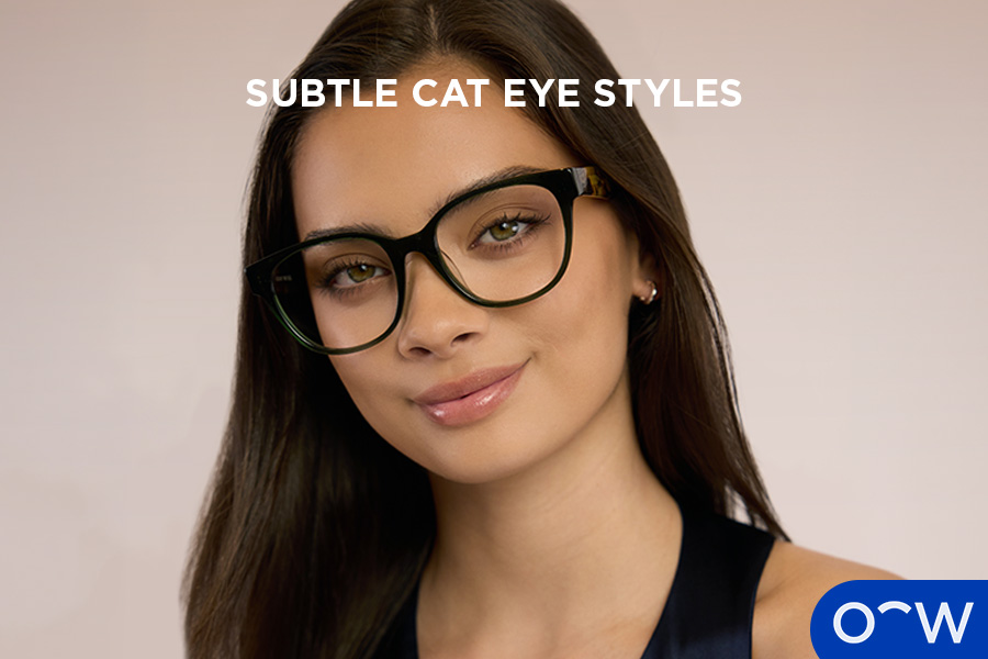 Image of a model wearing Oscar Wylee cat eye glasses.