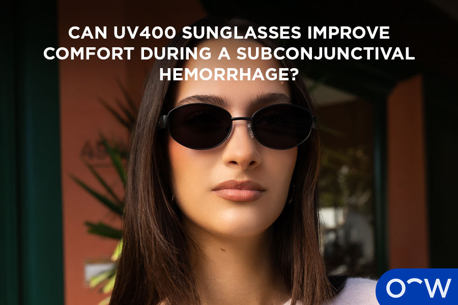 Image of a person wearing OW sunglasses